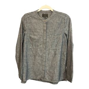 Vince Patch Pocket Shirt Mandarin Collar Size XS V1